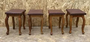 4 buc Taburet Vintage cu cadru din lemn masiv; Scaunel; Scaun