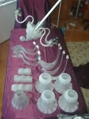 Candelabru stil LUDOVIC Lustra Plafoniera complet din sticla  - imagine 3