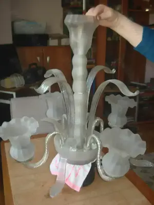 Candelabru stil LUDOVIC Lustra Plafoniera complet din sticla  - imagine 2