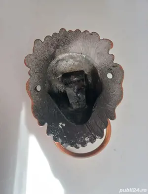 Ciocănitor de ușă din metal, cap de leu - imagine 3