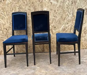 Set 3 Scaune Vintage cu Sezut si spatar tapitat; Scaun din lemn - imagine 4