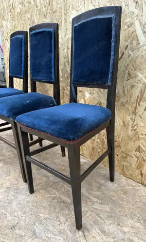 Set 3 Scaune Vintage cu Sezut si spatar tapitat; Scaun din lemn - imagine 3