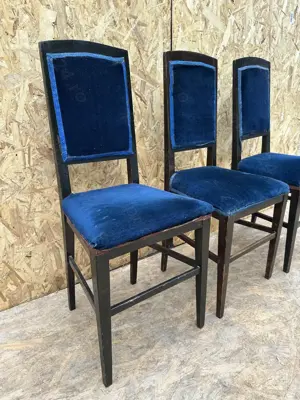 Set 3 Scaune Vintage cu Sezut si spatar tapitat; Scaun din lemn - imagine 2