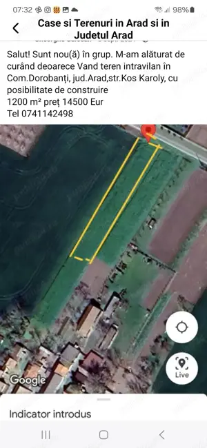 Teren de casă în Com.Dorobanți, Arad