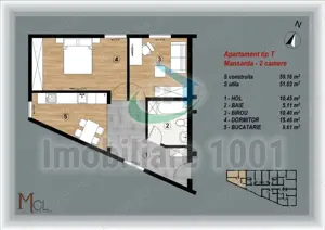 Apartamente cu 2 și 3 camere, imobil nou, mansarda, zona centrala - imagine 6