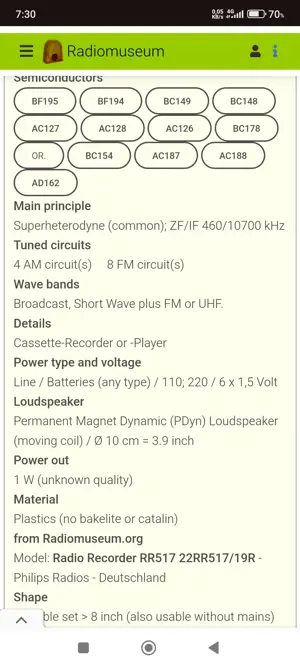 Radiocasetofon Philips RR517