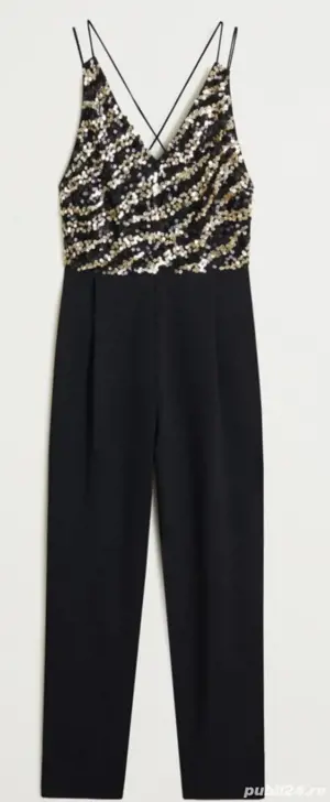 Salopeta neagră Mango paiete S  - imagine 2