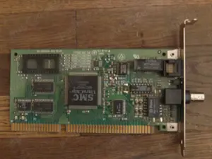 placa retea pe slot ISA SMC Ultrachip cu Ethernet + BNC