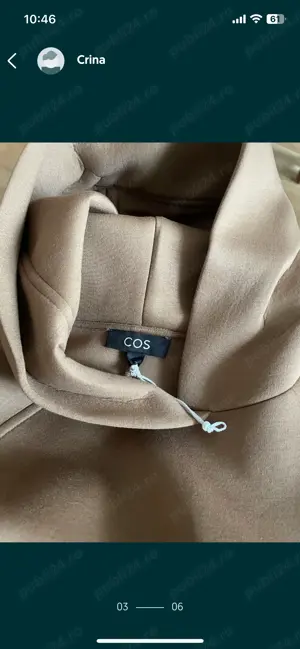 COS Hanorac dama M  L, nou oversize, maro cu gluga - imagine 2