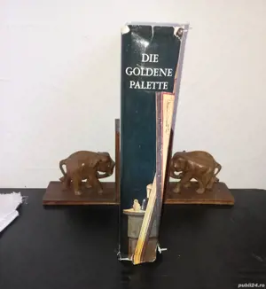 2 Capete cărți, suport cărți din lemn , elefanți - imagine 2