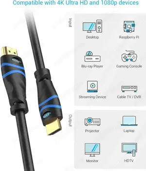 Cablu HDMI BlueRigger HDMI Cable 10M 4K HDR High Speed - imagine 4