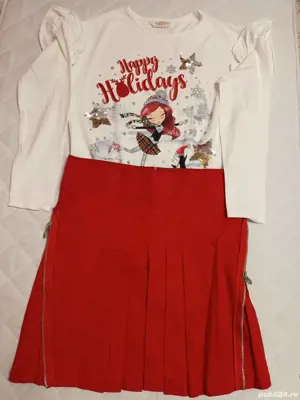 Salopetă fete 13 ani tricou fustă - imagine 4