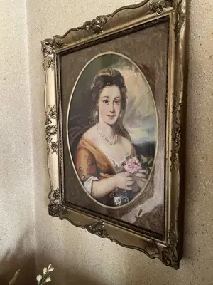 Vând tablou vechi, ramă originală lemn aurit in stare perfecta - imagine 2