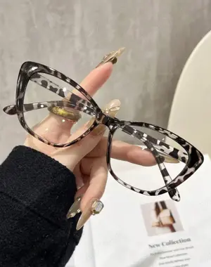 Ochelari soare - crem si leopard si transparenti cu protectie lumina albastra - imagine 3