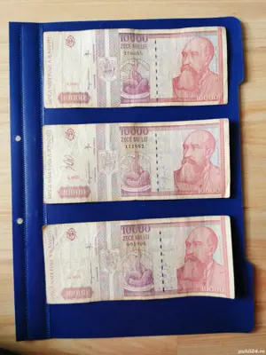 Lot EXCLUSIVIST de 3 bancnote de 10.000 lei (1994, BNR) din seria A
