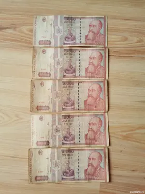 Lot 5 bancnote 10.000 lei 1994   Seria C.0008 (4x) + număr fancy rar!