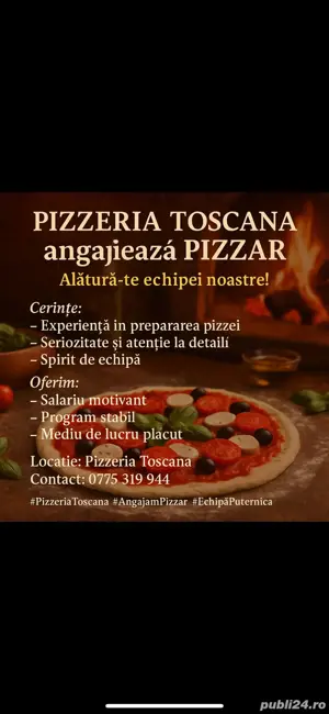 Angajam. pizzar cu experienta 