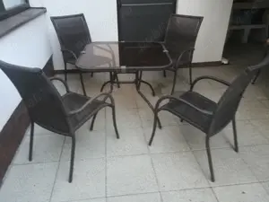 Set pentru terasa, masa si 4 scaune din ratan - imagine 2