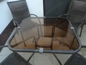 Set pentru terasa, masa si 4 scaune din ratan - imagine 4