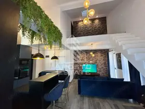 Penthouse mobilat de lux pe 2 nivele cu 3 camere si 2 bai in Giroc.