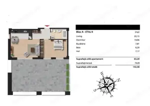 Apartament 2 camere+terasa Sopor