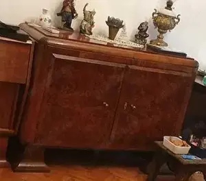 Vitrina usi laterale Sticla Cristal lemn Art Deco - Bufet cu 2 usi si Manare Bronz - imagine 3