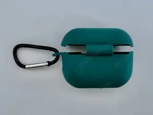 Husa Silicon Protectie pentru Apple AirPods Pro 1 din silicon moale - breloc carabina - verde - imagine 2