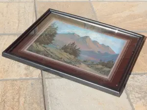 Tablou cu protectie sticla - pictura cu efect 3D peisaj montan cu lac - imagine 5