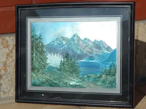 Tablou cu protectie sticla - pictura cu efect 3D peisaj montan cu lac - imagine 2