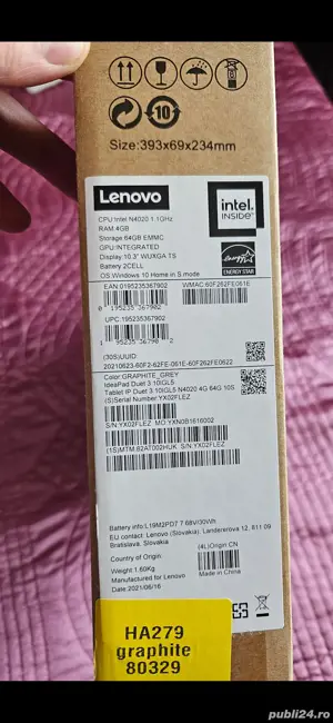 Laptop Lenovo 10,5 inch.