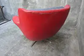 Fotoliu Imitatie Piele Rotativ Model de Designer Retro Cadru Metalic - imagine 5