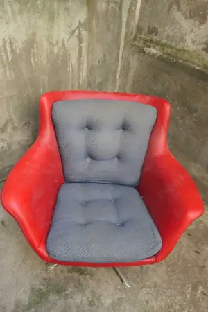 Fotoliu Imitatie Piele Rotativ Model de Designer Retro Cadru Metalic - imagine 2