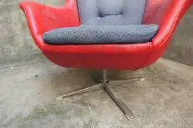 Fotoliu Imitatie Piele Rotativ Model de Designer Retro Cadru Metalic - imagine 4