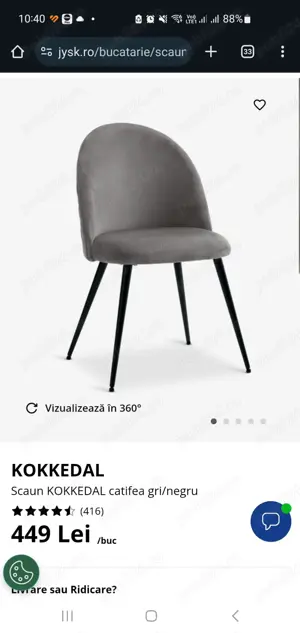 Vand scaune KOKKEDAL catifea gri negru - JYSK - imagine 5