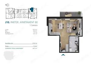 Apartament cu o camera, 37 mp, Ansamblu Rezidential, zona RIVUS - imagine 2