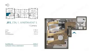Apartament cu o camera, 38 mp, Ansamblu Rezidential, zona RIVUS - imagine 2