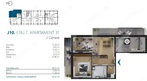 Apartament cu 2 camere, 70 mp, Ansamblu Rezidential, zona RIVUS - imagine 2