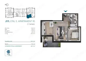 Apartament cu 2 camere, 53 mp, Ansamblu Rezidential, zona RIVUS - imagine 2