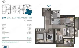 Apartament cu 4 camere, 99 mp, Ansamblu Rezidential, zona RIVUS - imagine 2