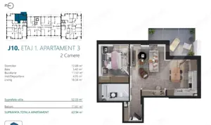 Ap. 2 camere[52 mp] Ansamblu Rezidential_zona RIVUS - imagine 2