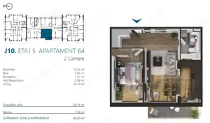 Apartament cu 2 camere, 58 mp, Ansamblu Rezidential, zona RIVUS - imagine 2