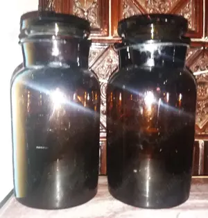 recipiente sticlă farmacie chimie colorate - imagine 3