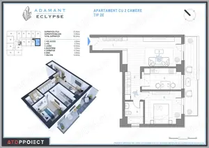 ADAMANT ECLYPSE, 2 camere decomandat, TIP 2E, 68.2mp