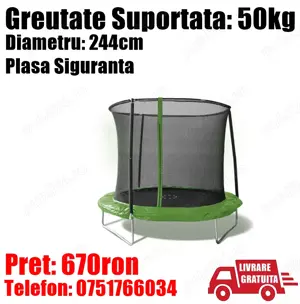 Trambulina Copii Relaxare Rotunda 244cm 50KG Plasa Siguranta+ Livrare GRATUITA !