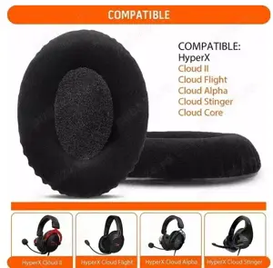 Set 2 bureti de schimb pentru casti HyperX Verde, Catifea - imagine 3