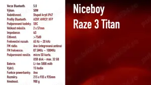 Boxa portabila cu bluetooth, Niceboy RAZE 3 Titan, 500 lei. - imagine 2