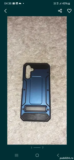 Husa antisoc Samsung Galaxy A14 Hybrid Armor Kickstand Metal Blue