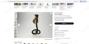 cadou rar Stand Ceas Șarpe ART-Deco style Edgar Brant 1925 MASONIC SNAKE  - imagine 3