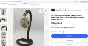 cadou rar Stand Ceas Șarpe ART-Deco style Edgar Brant 1925 MASONIC SNAKE  - imagine 4