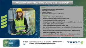 Angajam controlori de calitate in Timisoara